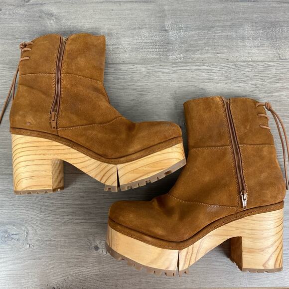 Free People Brown Suede Kenna Platform Lug Sole Clog Boots Sz.41(US 10) NWOB - Picture 12 of 16